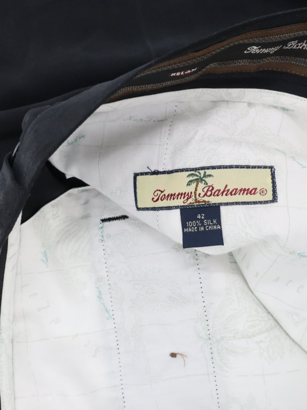 NWT Tommy Bahama Pants Mens 42 L34 Silk Pleated herringbone High Rise Black - Picture 11 of 11